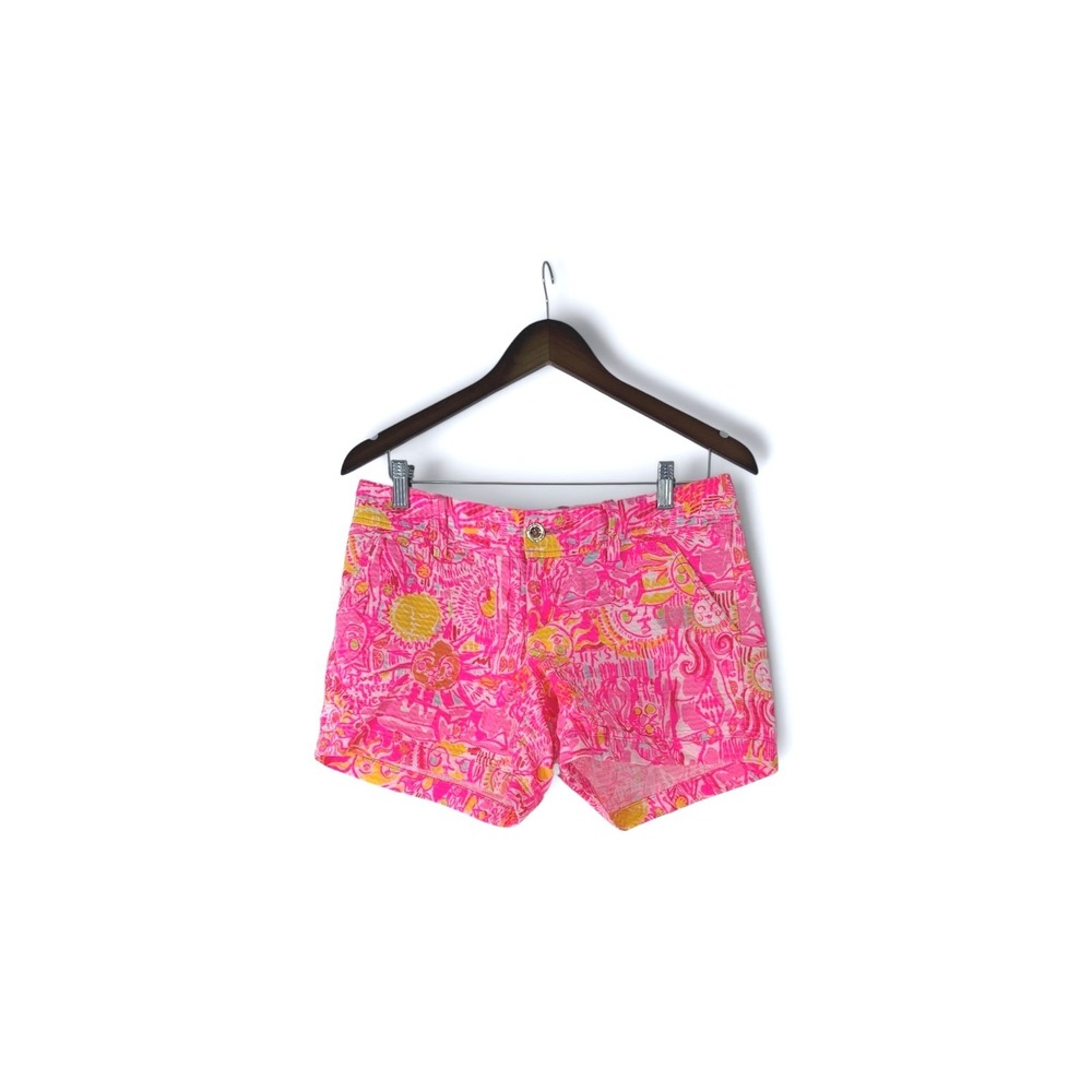 Lilly Pulitzer Callahan Shorts Pink Tropical Abstract Print Cotton Size 4